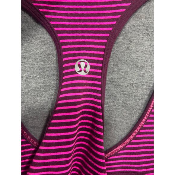 Lululemon Cool Racerback Hyper Stripe Raspberry Glo Light / Plum Size 4 - Picture 5 of 7